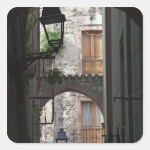 Italië, Sardinië, Bosa. Straatdetail. Vierkante Sticker