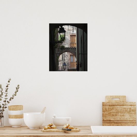 Italië, Sardinië, Bosa. Straatdetails. Poster (Keuken)