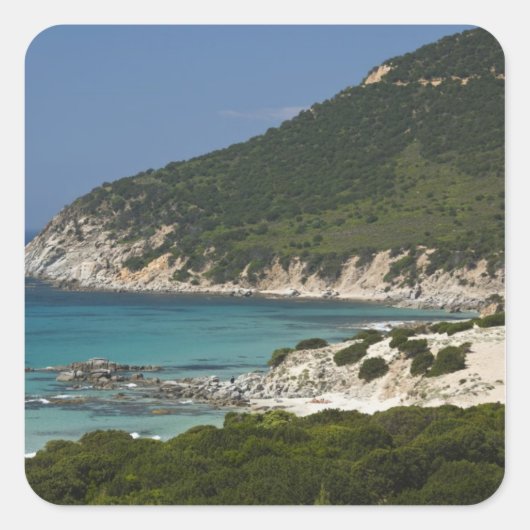 Italië, Sardinië, Solanas. Beach. Vierkante Sticker (Voorkant)