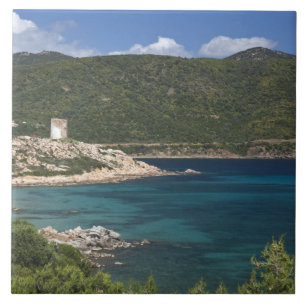 Italië, Sardinië, Teulada. Spaanse toren. Tegeltje