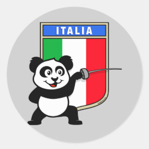 Italië Schermen Panda Ronde Sticker
