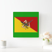 Italie - Sicile Drapeau Horloge murale (Maison)