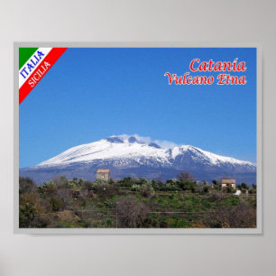 Italië - Sicilië - Catania - Estland met sneeuw - Poster