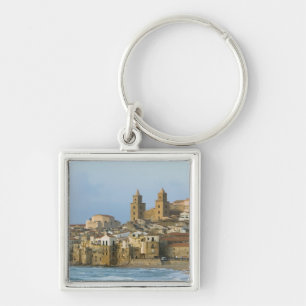 Italië, Sicilië, Cefalu, Gezicht met Duomo vanaf 2 Sleutelhanger