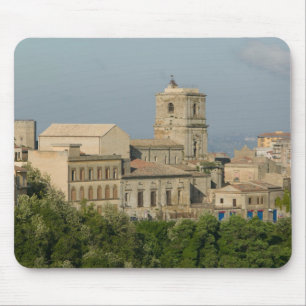 Italië, Sicilië, Enna, Stadsgezicht vanuit Rocca d Muismat