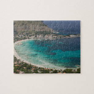 Italië, Sicilië, Mondello, Uitzicht op het strand Legpuzzel