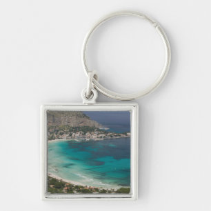 Italië, Sicilië, Mondello, Uitzicht op het strand Sleutelhanger