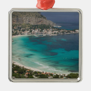 Italië, Sicilië, Mondello, Uitzicht van het stra Metalen Ornament