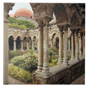 Italië, Sicilië, Palermo. De kloostergangen blijve Tegeltje
