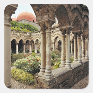 Italië, Sicilië, Palermo. De kloostergangen blijve Vierkante Sticker