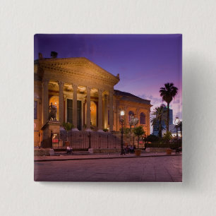 Italië, Sicilië, Palermo, Teatro Massimo Opera Vierkante Button 5,1 Cm