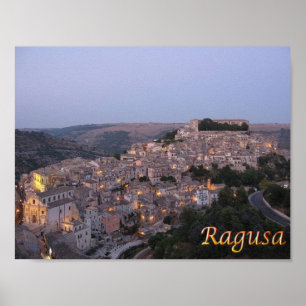 Italië - Sicilië - Ragusa - Night Uitzicht - Poster