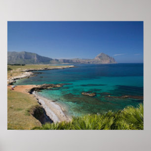 Italië, Sicilië, San Vito Lo Capo, Uitzicht over G Poster