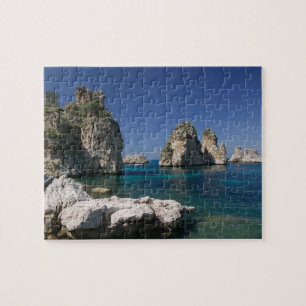 Italië, Sicilië, Scopello, Rotsen bij Tonnara Legpuzzel