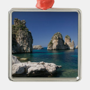 Italië, Sicilië, Scopello, Rotsen bij Tonnara Metalen Ornament