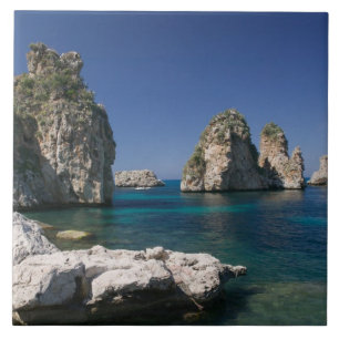 Italië, Sicilië, Scopello, Rotsen bij Tonnara Tegeltje