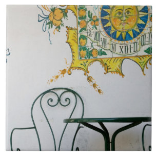 ITALIË, Sicilië, TAORMINA: Bam, streepjescel detai Tegeltje