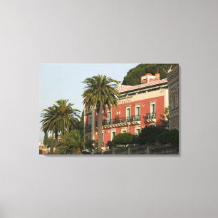 ITALIË, Sicilië, TAORMINA: Hotel Schuler Canvas Afdruk