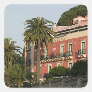 ITALIË, Sicilië, TAORMINA: Hotel Schuler Vierkante Sticker