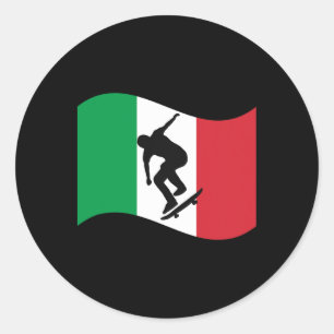 Italië Skateboarding Grafische Land Vlag Trots Ska Ronde Sticker