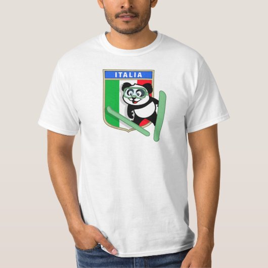 Italië Ski-springende Panda T-shirt (Voorkant)