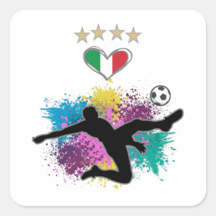 Italië Soccer Football Fan Shirt Flag Splash Vierkante Sticker