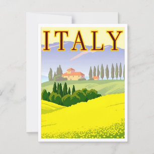 Italië Spring Fields Retro Geïnspireerd Briefkaart