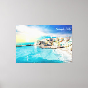 Italie Strand Oceaan Mediterraan Schilderij Canvas Afdruk