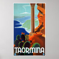 Italie Taormina Sicile Poster vintage