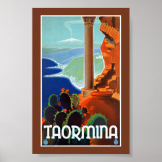 Italië Taormina Sicilië Vintage Poster