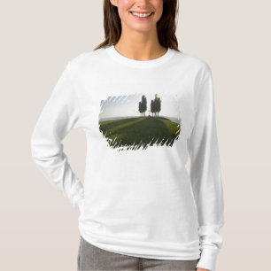Italië, Toscane, Cipressen in Toscane met T-shirt