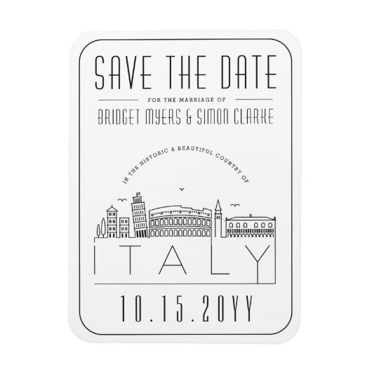 Italië Trip Weddenschap gestileerde Skyline Save t Magneet (Verticaal)