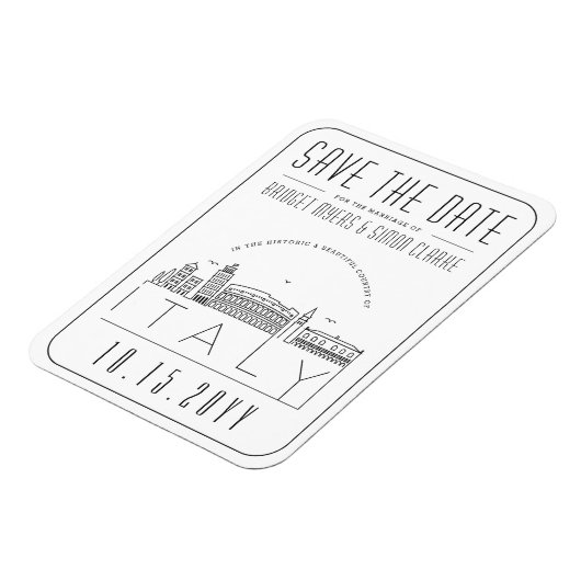 Italië Trip Weddenschap gestileerde Skyline Save t Magneet (Linkerzijde)