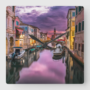 Italië Venetië Canal Acrylwand Vierkante Klok