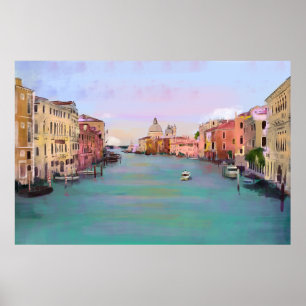 Italië Venetië grote gracht schilderij Poster
