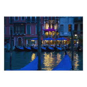 Italië, Venetië, Nachtzicht langs het Grand Foto Afdruk