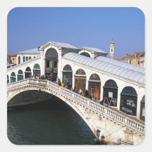 Italië, Veneto, Venetië, Rialtobrug oversteken Vierkante Sticker