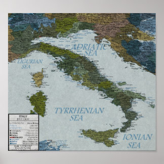 Italië - verhoging van het Zee met 100 m Poster