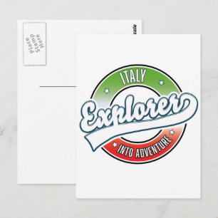 Italië-verkenner in avonturenlogo. briefkaart