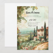 Italie Villa Florence paysage Faire-part de mariag (Devant / Derrière)