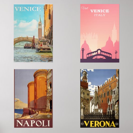 Italië vintage posters muurkunst sets (Voorkant)
