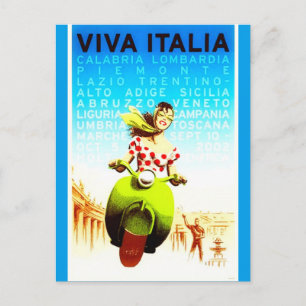  Italië Viva Italia Retro Reizen Poster Briefkaart