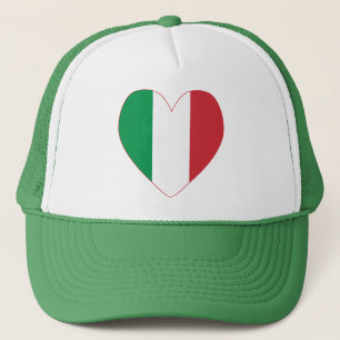 Italië Vlag Hart Rode Rand Trucker Pet