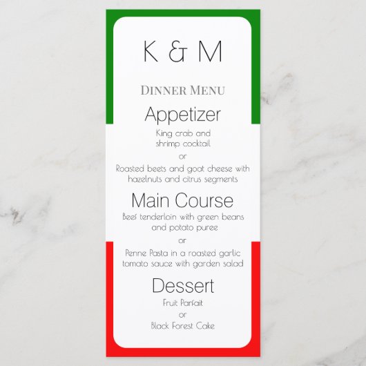 Italië Vlag Italiaanse Kleuren Menu (Voorkant)