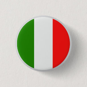 Italië, vlag kleuren rood, wit, groen, ronde button 3,2 cm