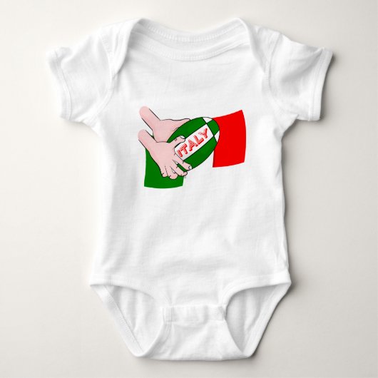 Italië Vlag met Cartoon Rugby Ball Romper (Voorkant)