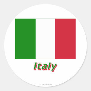 Italië Vlag met naam Ronde Sticker