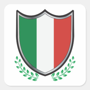 Italië Vlag Schild met Laurels Vierkante Sticker