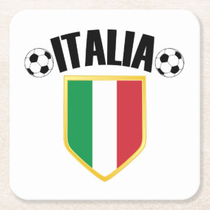 Italië Vlag Voetbal Vierkante Kartonnen Onderzetter