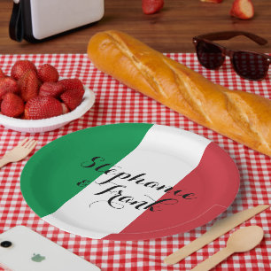 Italië Vlagkleuren Bruiloft Papieren Bordje